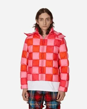 推荐Gradient Checker Hooded Puffer Jacket Pink商品