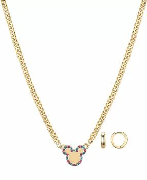 Disney | Multi Color Crystal Mickey Mouse Necklace and Hoop Earring Set,商家Macy's,价格¥155