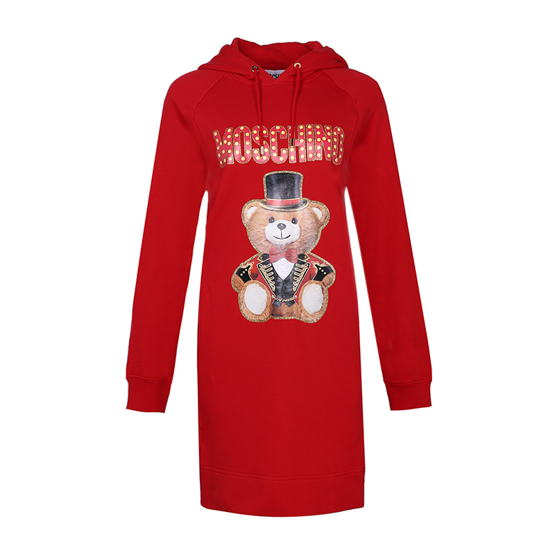 秋装莫斯奇诺卫衣, Moschino | Moschino 莫斯奇诺 女士红色泰迪马戏团带帽卫衣式连衣裙 EV0453-0527-3115商品图片 独家减免邮费