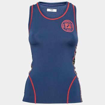 推荐Fendi Blue Synthetic Logo Printed Sleeveless Tank Top S商品