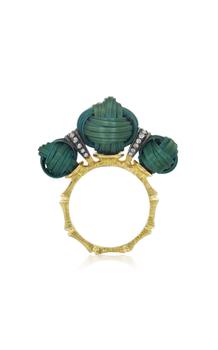 商品Silvia Furmanovich - Women's Bamboo 18K Yellow Gold Diamond Ring - Green - US 7 - Moda Operandi - Gifts For Her图片