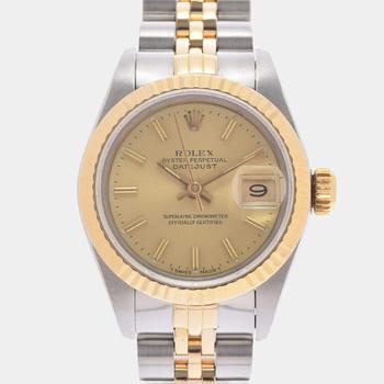 [二手商品] Rolex | Rolex Champagne 18K Yellow Gold And Stainless Steel Datejust 69173 Women's Wristwatch 26 mm商品图片,4.5折