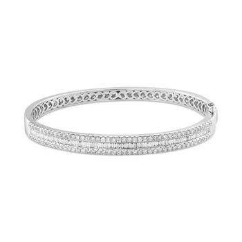 Effy | EFFY® Diamond Round & Baguette Bangle Bracelet (2-3/8 ct. t.w.) in 18k White Gold,商家Macy's,价格¥49962