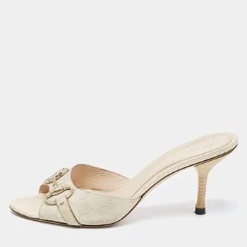 [二手商品] Gucci | Gucci Cream Leather Hollywood Horsebit Slides Size 38.5,商家The Luxury Closet,价格¥1607