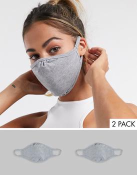 推荐ASOS DESIGN 2 pack face coverings in plain grey商品