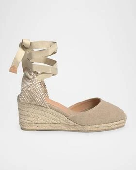 Castaner | Carina Canvas Ankle-Tie Wedge Espadrilles,商家Neiman Marcus,价格¥1251