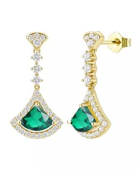 Macy's | Lab-Grown Emerald (1 ct. t.w.) and Lab-Grown White Sapphire (1/2 ct. t.w.) Drop Earrings in 14K Gold Over Sterling Silver,商家Macy's,价格¥2024
