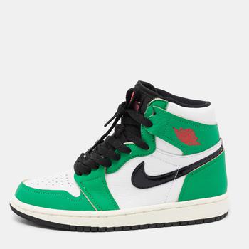 aj5, Jordan | Air Jordans Green/White Leather 1 Retro High Top Sneakers Size 38.5商品图片 8.2折, 满1件减$100, 满减