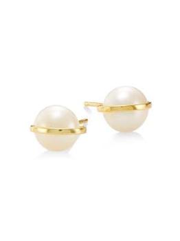 商品Shashi | 18K Gold Vermeil & Faux Pearl Essential Studs,商家Saks OFF 5TH,价格¥207图片