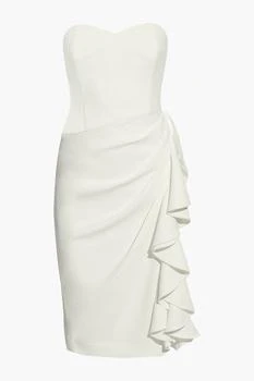 Badgley Mischka | Strapless draped ruffled stretch-crepe dress 3折×额外8折x额外9.5折, 额外八折, 额外九五折