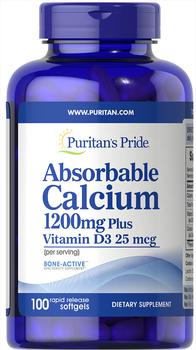 Puritan's Pride | Absorbable Calcium 1200 mg w. Vitamin D3 100 Softgels商品图片,