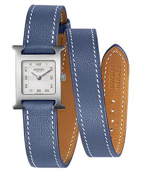 推荐Hermes H Hour 21mm Blue Calfskin Leather Women's Watch 039196WW00商品