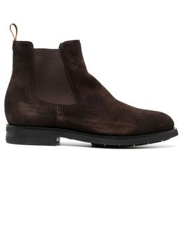 Santoni | Brown Suede Chelsea Boots商品图片,8折