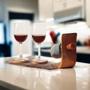 Kamsah | Balancing Freestanding Olive Wood Wine Bottle Holder, Decorative Housewarming, Wedding Gift,商家Verishop,价格¥226