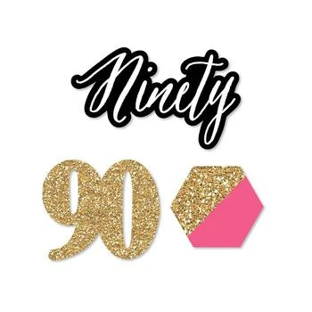推荐Chic 90th Birthday - Pink, Black and Gold - DIY Shaped Party Cut-Outs - 24 Ct商品