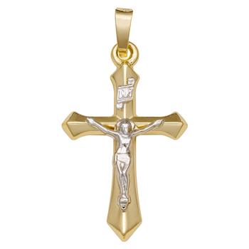 商品Macy's | Crucifix Cross Pendant in 14k Yellow and White Gold,商家Macy's,价格¥748图片