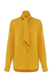 推荐Alex Perry - Tie-Detailed Satin Crepe Top - Gold - AU 16 - Moda Operandi商品