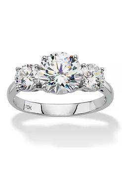 商品3 TCW Cubic Zirconia 10k White Gold 3-Stone Bridal Engagement Ring,商家Belk,价格¥1898图片