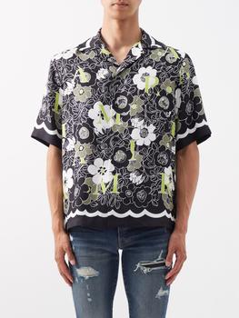 amiri衬衫, AMIRI | Floral-logo silk short-sleeved shirt商品图片 