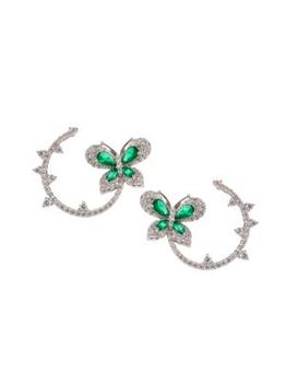 Eye Candy LA | Luxe Rhodium-Plated & Cubic Zirconia Butterfly Drop Earrings商品图片,5折