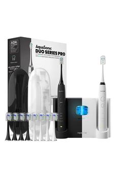 商品Duo PRO - Dual Handle Whitening Smart Toothbrushes with UV Sanitizing Base & 10 DuPont Brush Heads & 2 Travel Cases图片