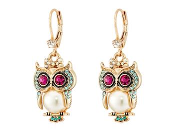 商品Betsey Johnson | Pearl Critters Owl Drop Earrings,商家Zappos,价格¥179图片