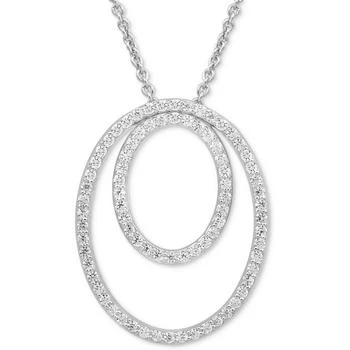 Macy's | Diamond Openwork Double Oval 18" Pendant Necklace (1/2 ct. t.w.) in Sterling Silver 
