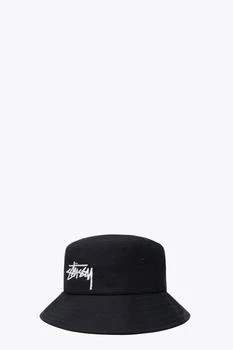 STUSSY | Big Stock Bucket Hat Black Cotton Bucket Hat With Logo 8.2折, 独家减免邮费