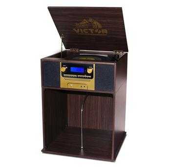 商品Victor Audio | Boyleston 7-in-1 3-Speed Turntable Music Center with Album Storage Espresso 4500-ES,商家Verishop,价格¥2653图片