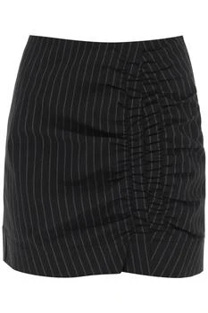 推荐Pinstripe Mini Skirt With Ruching商品