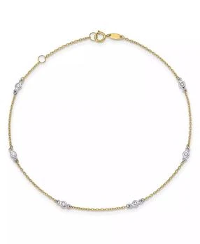 Macy's | Cubic Zirconia (1/20 ct. t.w.) Anklet in 14k Yellow and White Gold,商家Macy's,价格¥1800