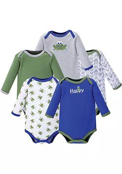 推荐Luvable Friends Baby Boy Cotton Long-Sleeve Bodysuits 5pk, Frog商品
