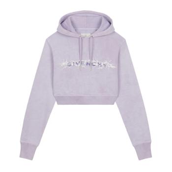春装纪梵希卫衣, Givenchy | GIVENCHY  女士浅紫色绒布短款连帽卫衣 BWJ0253Z77-540商品图片 独家减免邮费