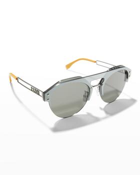 芬迪墨镜怎么选, Fendi | Men's Metal Logo Round Sunglasses商品图片 