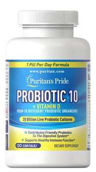 商品Puritan's Pride | Probiotic 10 with Vitamin D 120 Capsules,商家Puritan's Pride,价格¥306图片
