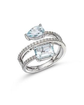 商品Bloomingdale's | Aquamarine & Diamond Bypass Ring in 14K White Gold - 100% Exclusive,商家Bloomingdale's,价格¥17369图片