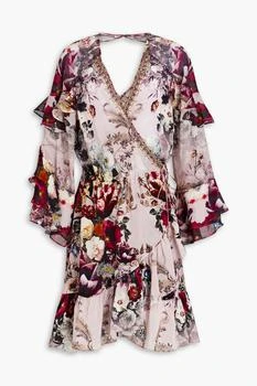 Camilla | Ruffled loral-print silk crepe de chine mini wrap dress 5.2折