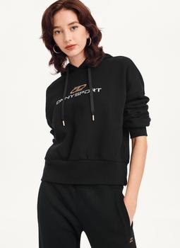product Mixed Distressed Metallic Logo Cropped Hoodie image