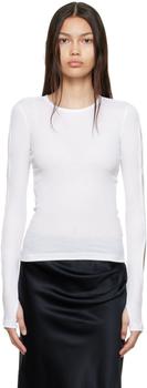 Helmut Lang | White Cotton Long Sleeve T-Shirt商品图片,6.1折