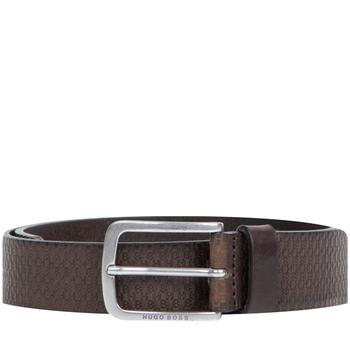Hugo Boss | 'Jor HB' Embossed Leather Belt Dark Brown商品图片,满$175享9折, 满折