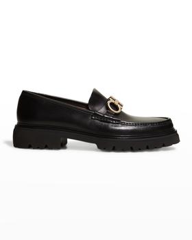 推荐Men's Bleecker Leather Lug-Sole Loafers with Reversible Bit商品
