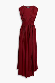 product Belted pleated stretch-jersey gown image