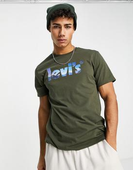 推荐Levi's t-shirt with poster logo mountain print in green商品