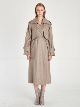 商品FREAKS | Wool trench coat dress_melange greige,商家W Concept,价格¥1939图片