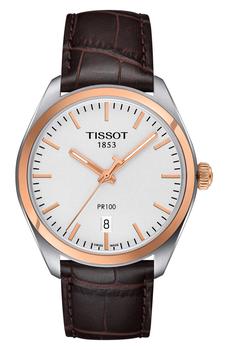 天梭女表图片, Tissot | PR100 Swiss Quartz Leather Strap Watch, 39mm商品图片 5.9折