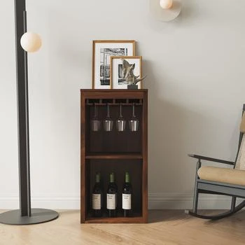 Streamdale Furniture | Streamdale Brown Walnut Color Modular Wine Bar Cabinet With Storage Shelves,商家Premium Outlets,价格¥1160