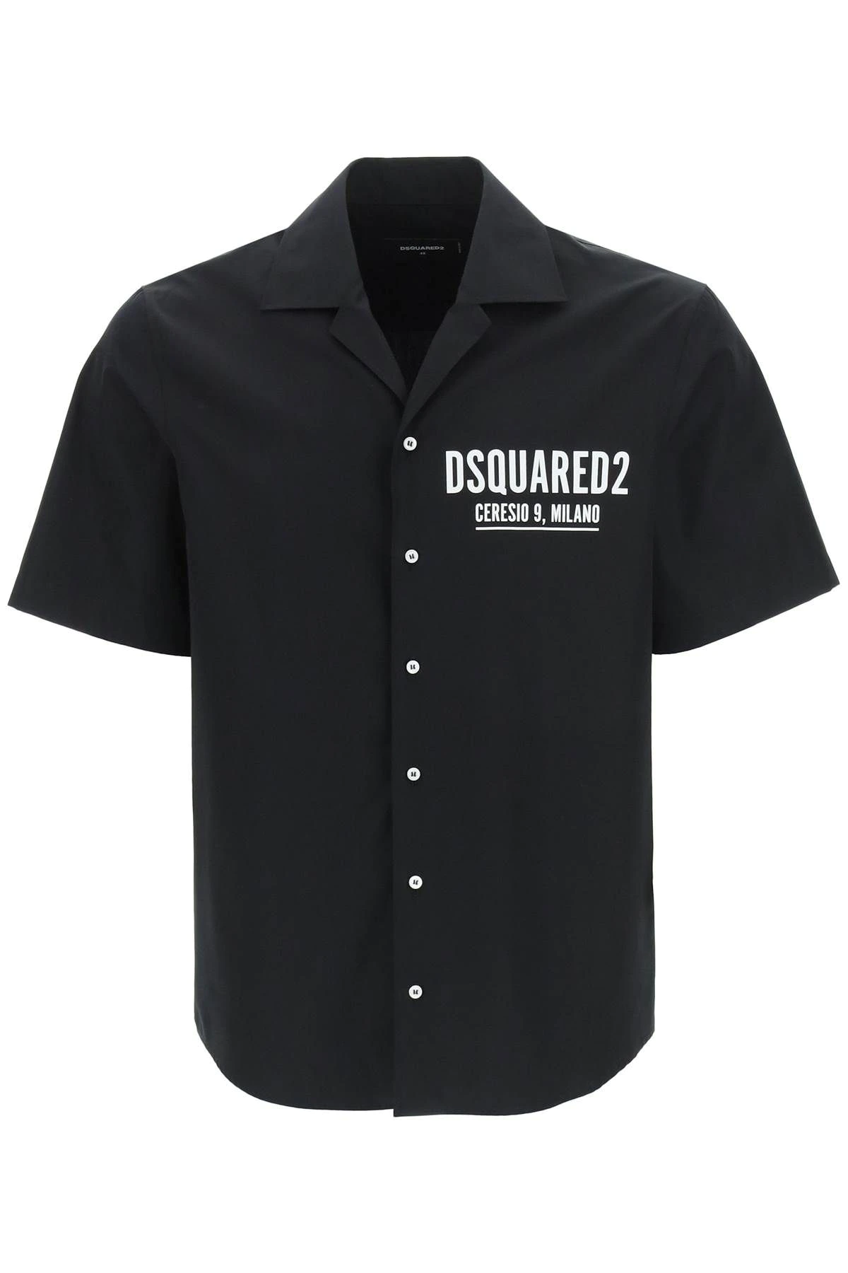 推荐DSQUARED2 男士黑色棉质短袖衬衫 S74DM0557-S36275-900商品