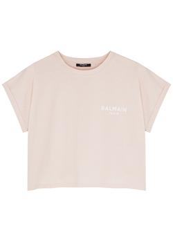Balmain是什么牌子, Balmain | Blush logo cropped cotton T-shirt商品图片 