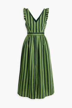 IRIS & INK | Carmen striped Lyocell-blend midi dress商品图片,3.5折×额外7.5折, 独家减免邮费, 额外七五折