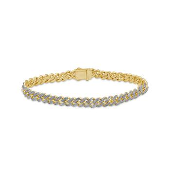 商品Macy's | Men's Diamond (3 ct. t.w.) Cuban Link Bracelet in 10K Yellow Gold,商家Macy's,价格¥55809图片